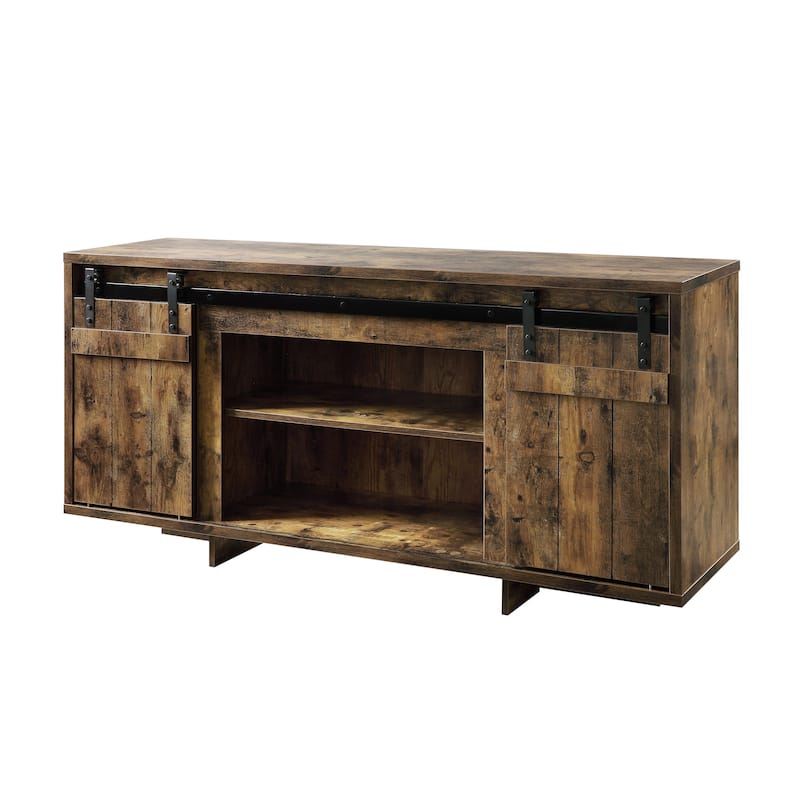 Rustic Farmhouse TV Stand with Sliding Barn Doors, Fits 60 Flat Screen TVs, 60 W