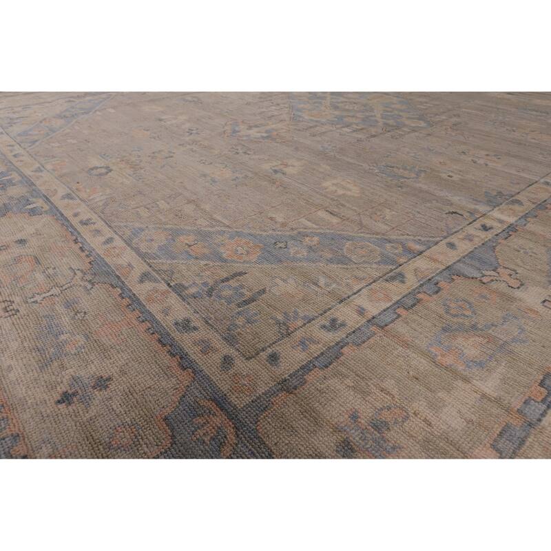 Vegetable Dye Oushak Turkish Rug Handmade Wool Carpet - 8'4" x 11'11"