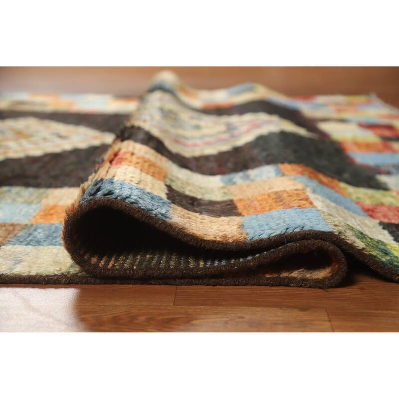 Checkered Moroccan Oriental Area Rug Handmade Wool Carpet - 6'0" x 7'8"