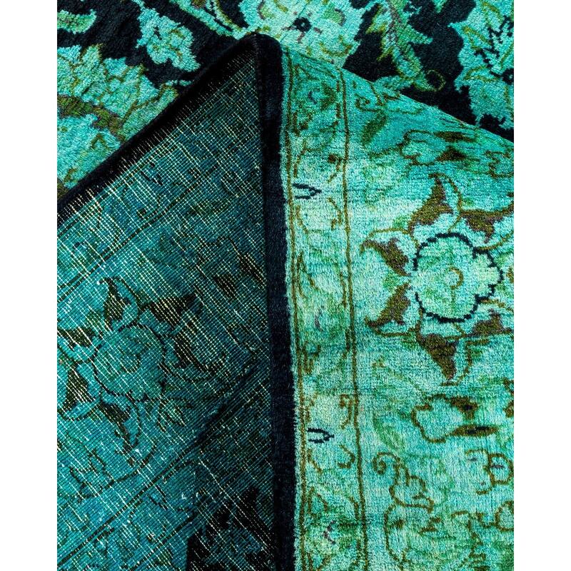 Overton Hand Knotted Wool Vintage Inspired Modern Contemporary Overdyed Blue Area Rug - 4' 0" x 6' 3"
