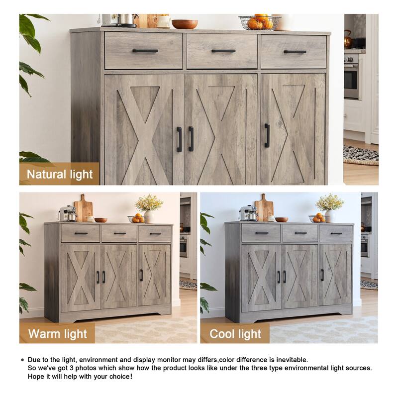 Traditional 3 Drawer Sideboard Storage Cabinet