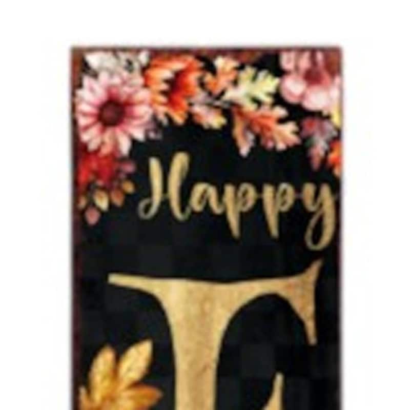 HomeRoots 72" Black Gold And Orange Solid Wood Happy Fall Porch Sign