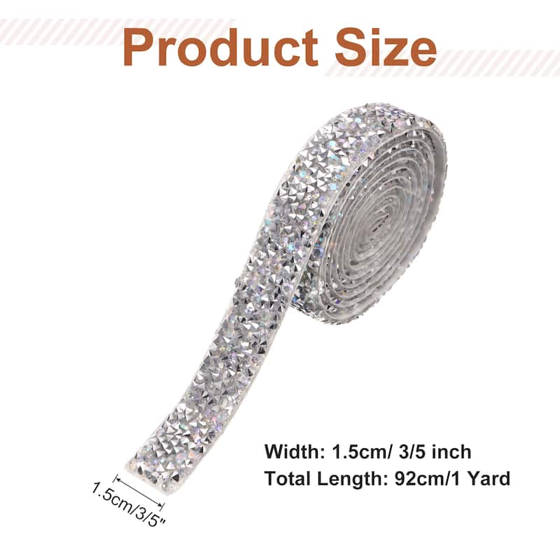 Crystal Rhinestone Sticker Ribbon - Silver AB - 3/5 Inch