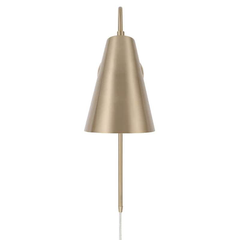 12.75" H x 6.75" W 1-Light Modern Swing Arm Sconce in Matte Brass with Painted White Interior - 7"W x 22.5"H x 14"E