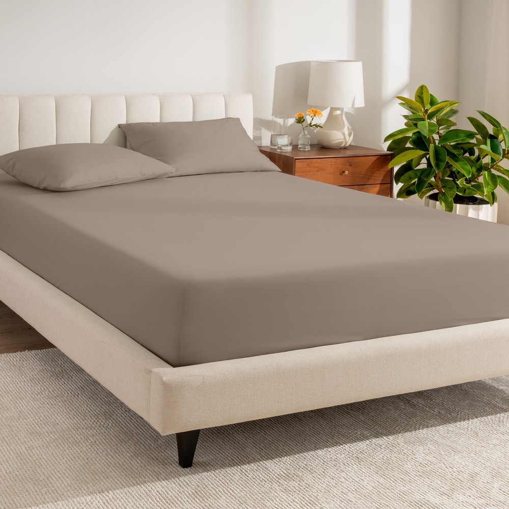 Bare Home Organic Cotton Percale Fitted Bottom Sheet