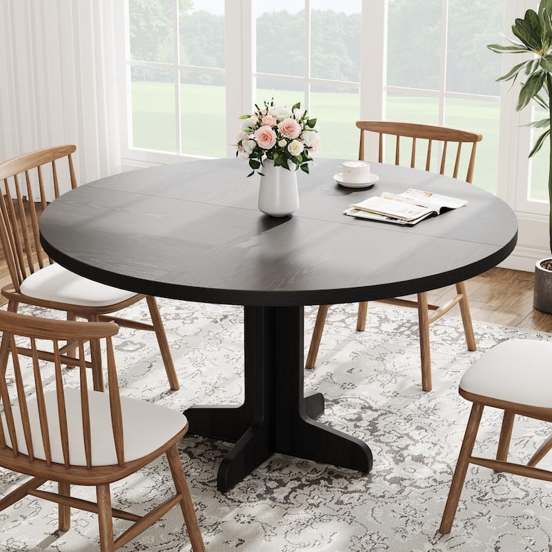 47 Inch Round Dining Table, Farmhouse Wood Dining Table