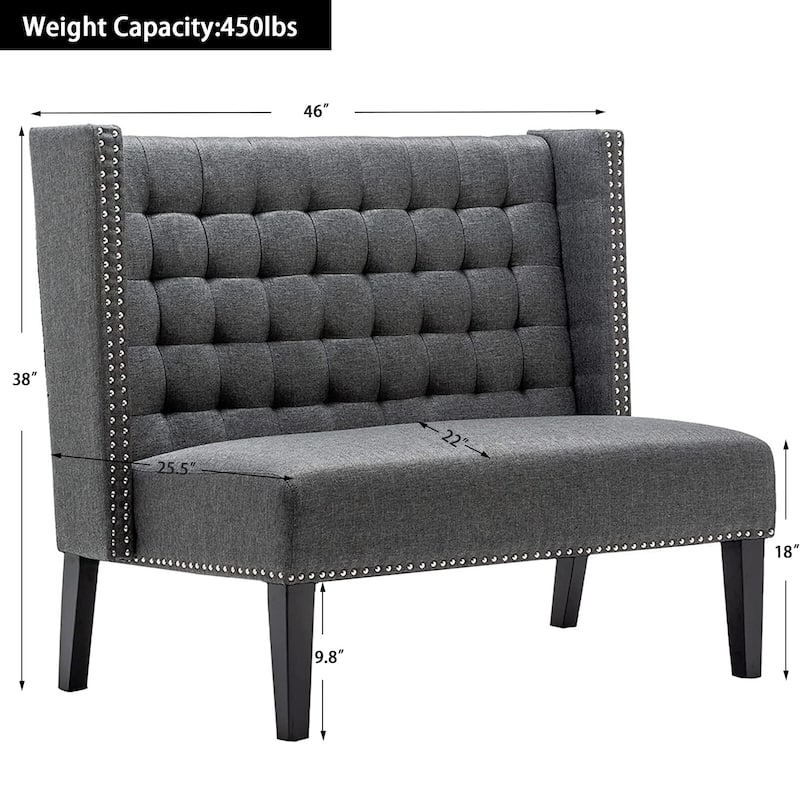 Settee couch,Modern Loveseat Settee Bench Sofa 2-Seat Sofa Couch Tufted Love Seat Dining Bench with Nail Head for Living Room