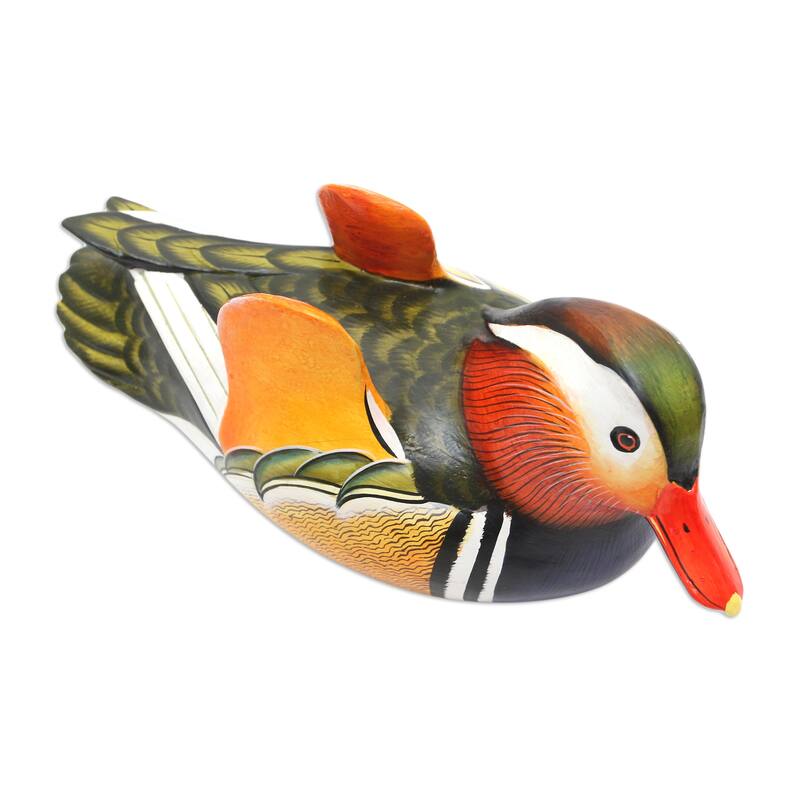 Novica Handmade Colorful Mandarin Wood Sculpture