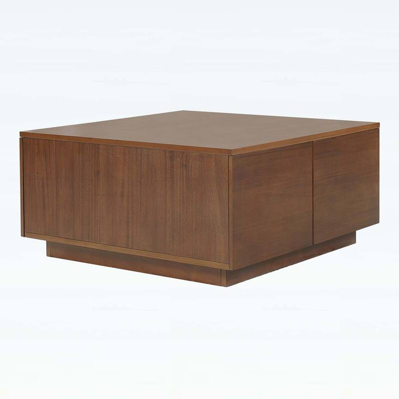 Square Coffee Table with 4 Spacious Drawers,Ideal for Modern and Traditional Living Rooms