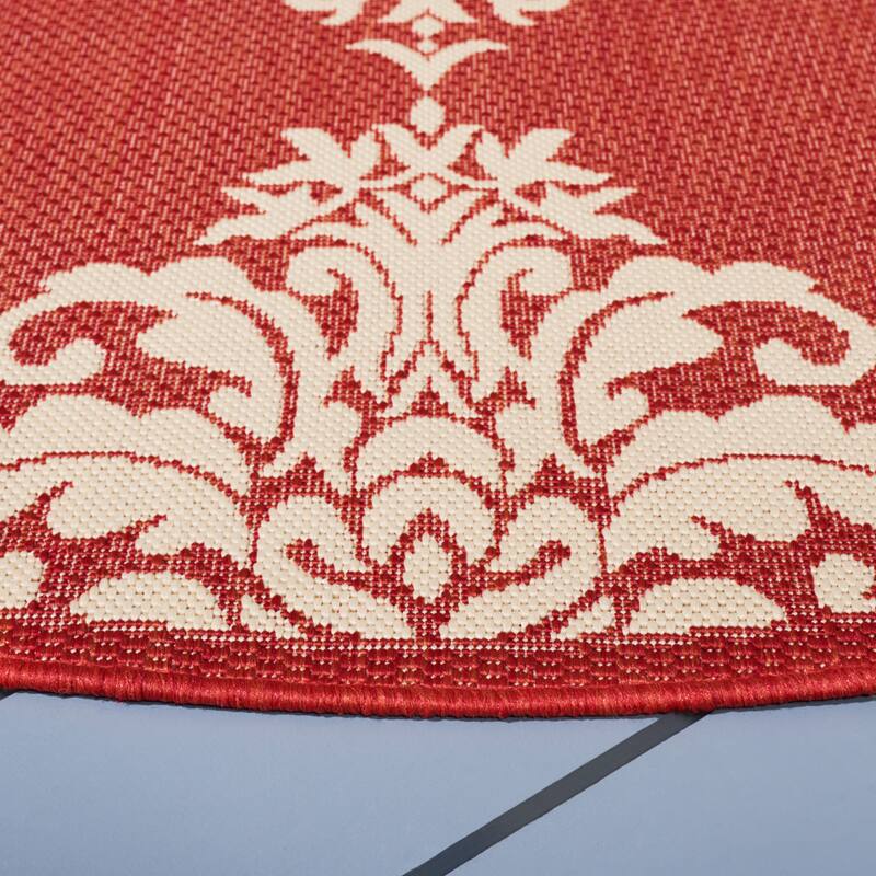 SAFAVIEH Courtyard Pauley Damask Indoor/ Outdoor Waterproof Patio Backyard Rug