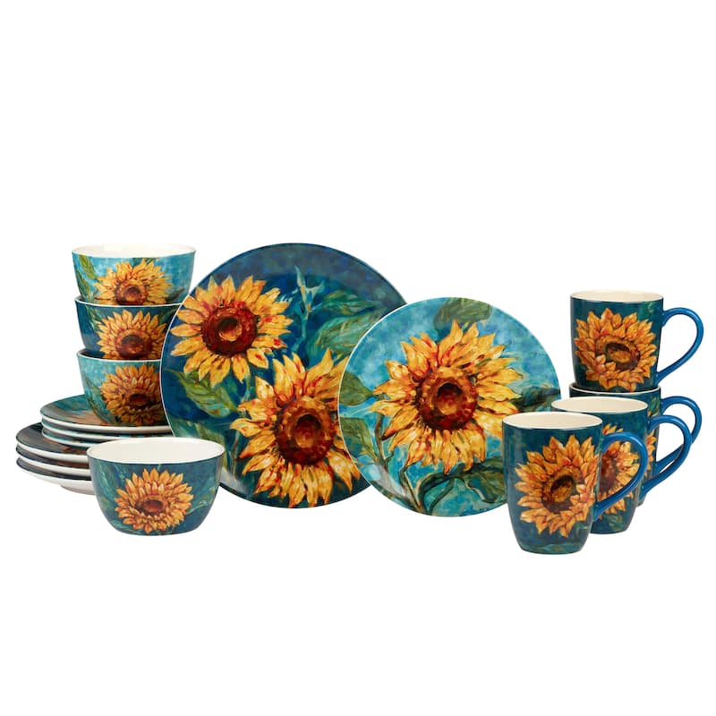 Certified International Golden Sunflowers 16-piece Dinnerware Set, Service for 4