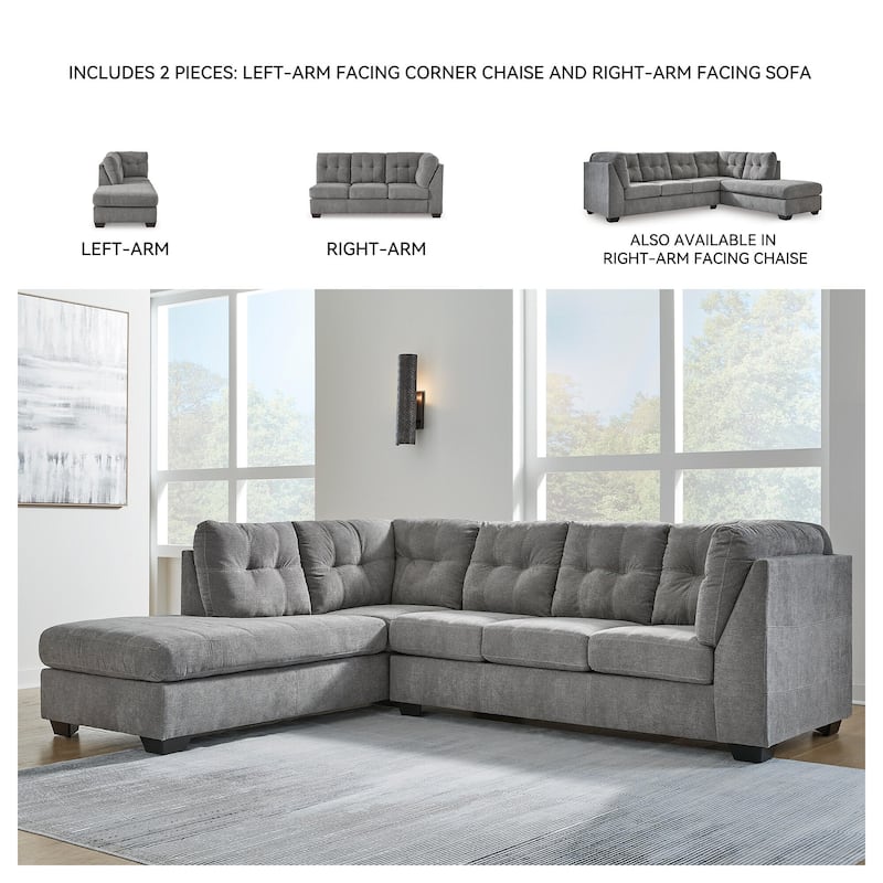 Signature Design by Ashley Marleton Gray 2-Piece Sectional with Chaise - 115"W x 91"D x 38"H
