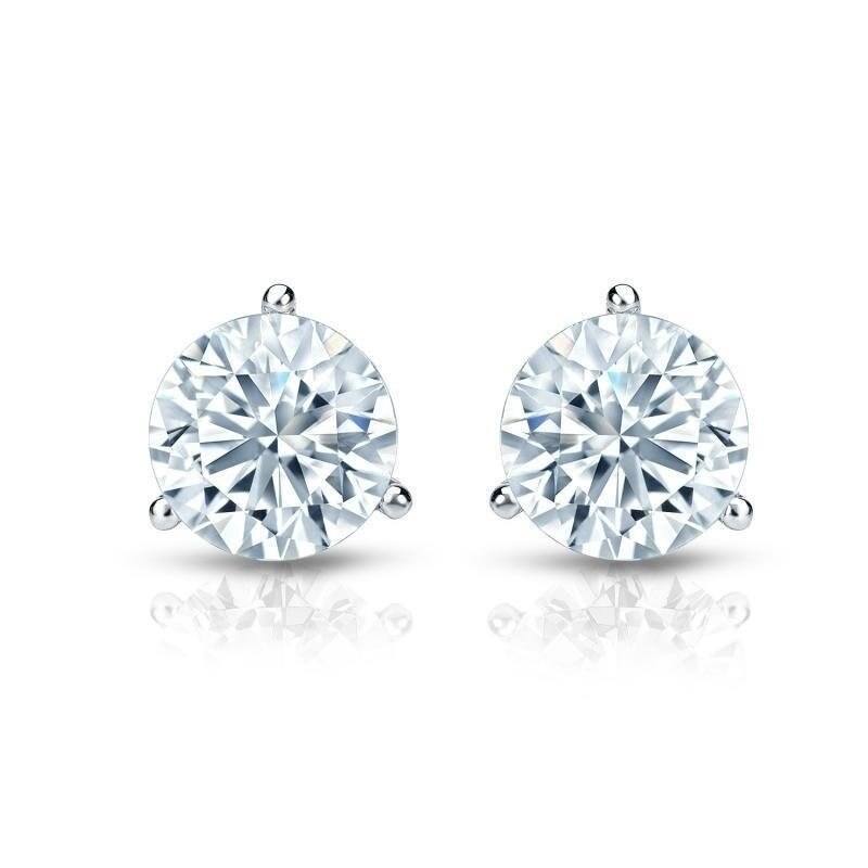 Auriya 1 1/2ctw 3 Prong Martini Set Round Diamond Stud Earrings 18kt Gold Certified