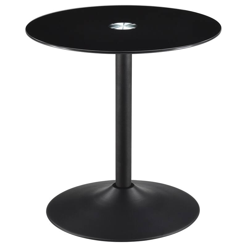 Ganso Round Glass Top Coffee And End Table Set Black