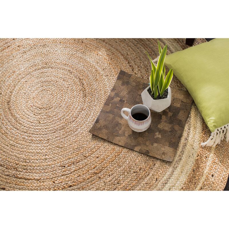Jani Tara Ivory Rings Jute Rug - Kerala Jute Design, Sunshine Color, 6 Feet