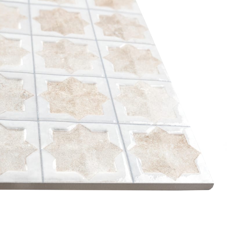 Merola Tile Tetuan Astre Arena White 12-1/8" x 21-7/8" Porcelain Wall Tile