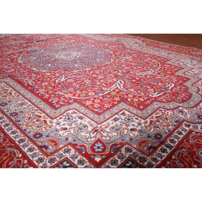 Victorian Style Red Kashan Turkish Rug Machine Made Traditional Carpet - 9'9" x 13'0"