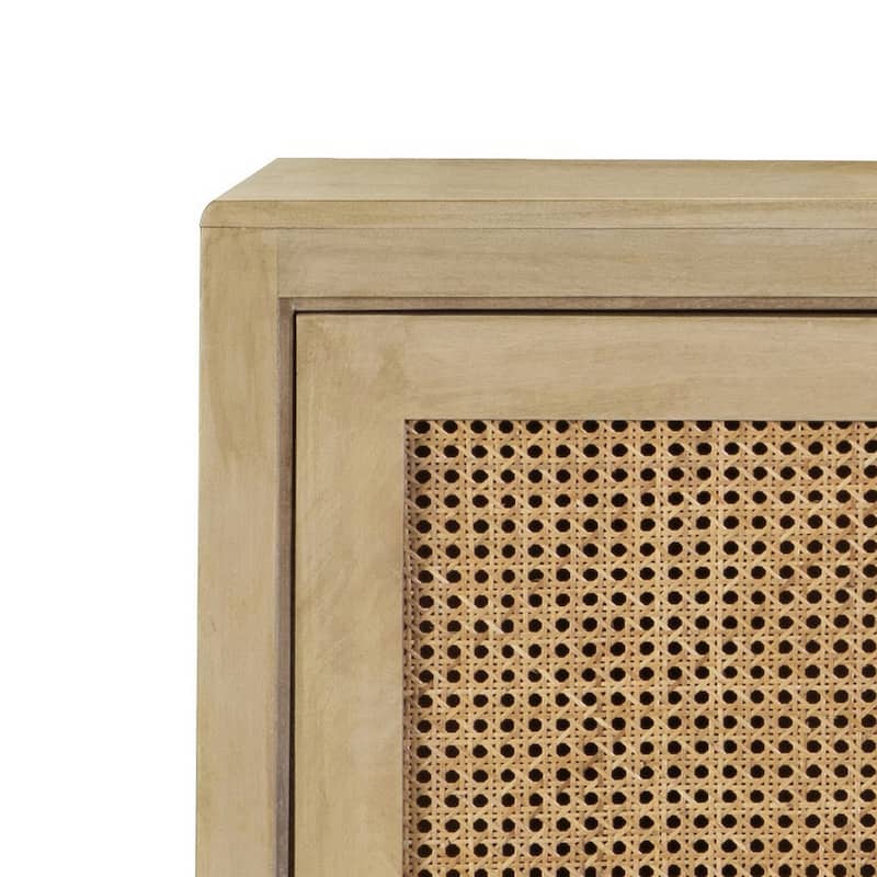 Enk 38 Inch 2 Door Accent Sideboard Console Cabinet, Natural Cane Brown