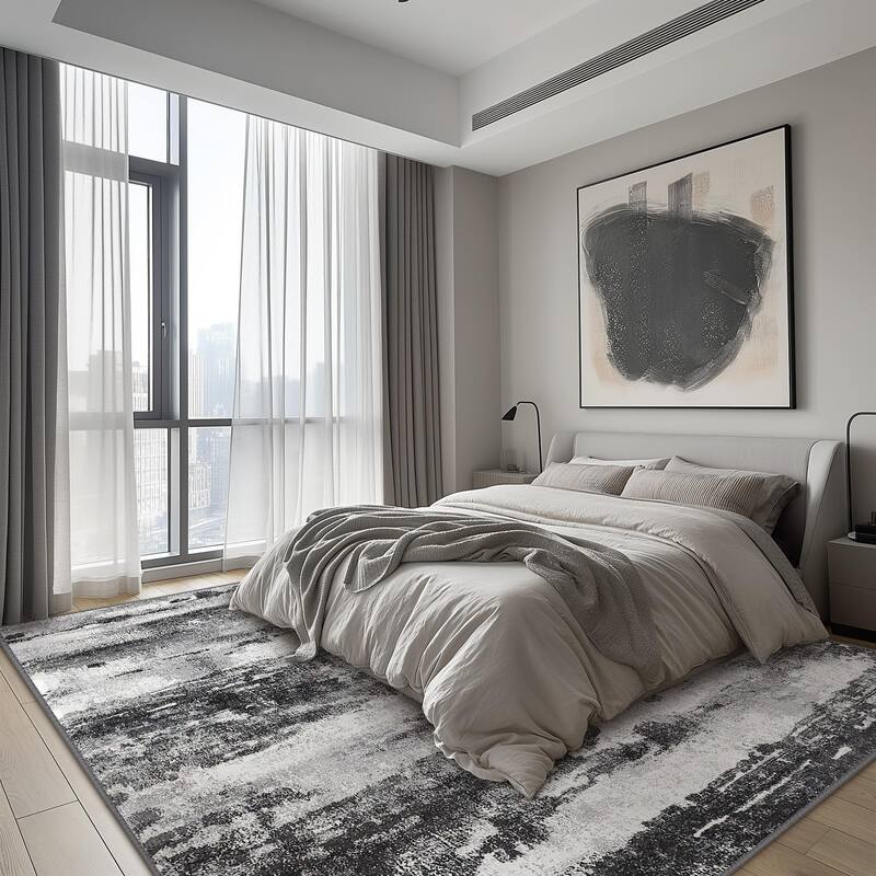 Mcow Modern Abstract Dark Soft Polyester Area Rug