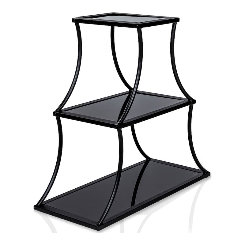 Gliny Contemporary Glass Shelves Open Back Bookcase by Furniture of America