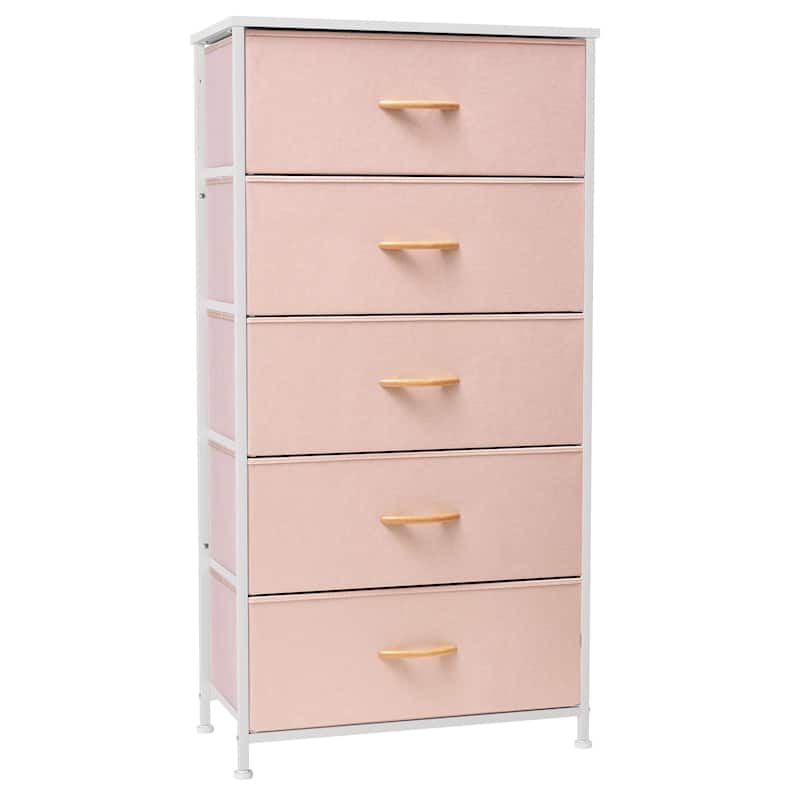 5 Drawers Vertical Dresser Storage Tower Organizer Unit for Bedroom - Pink - 5-drawer