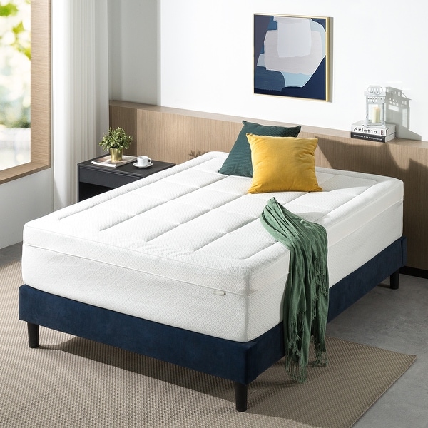 Priage by ZINUS 4 Inch Cloud Memory Foam Mattress Topper White