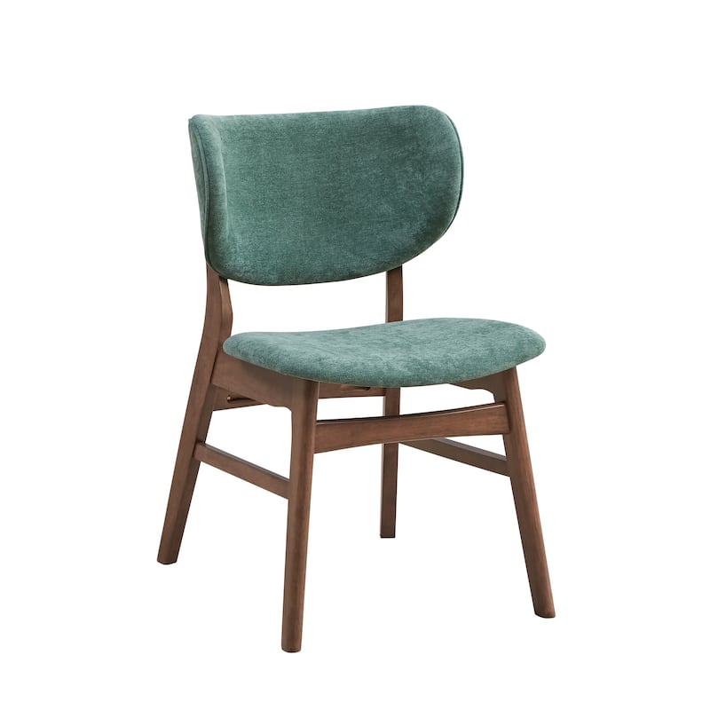 Fabric Upholstered Side Chair Set of 2 with Wood Finish Padded Seat