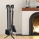 preview thumbnail 3 of 13, 5 Pieces Fireplace Iron Standing Tools Set - base: 8" x 8" x 28" (L x W x H)