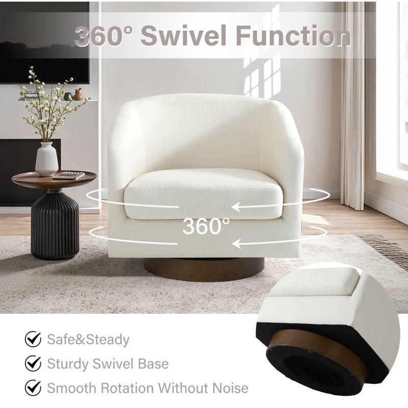 31.1'' W Modern Barrel Swivel Accent Chair
