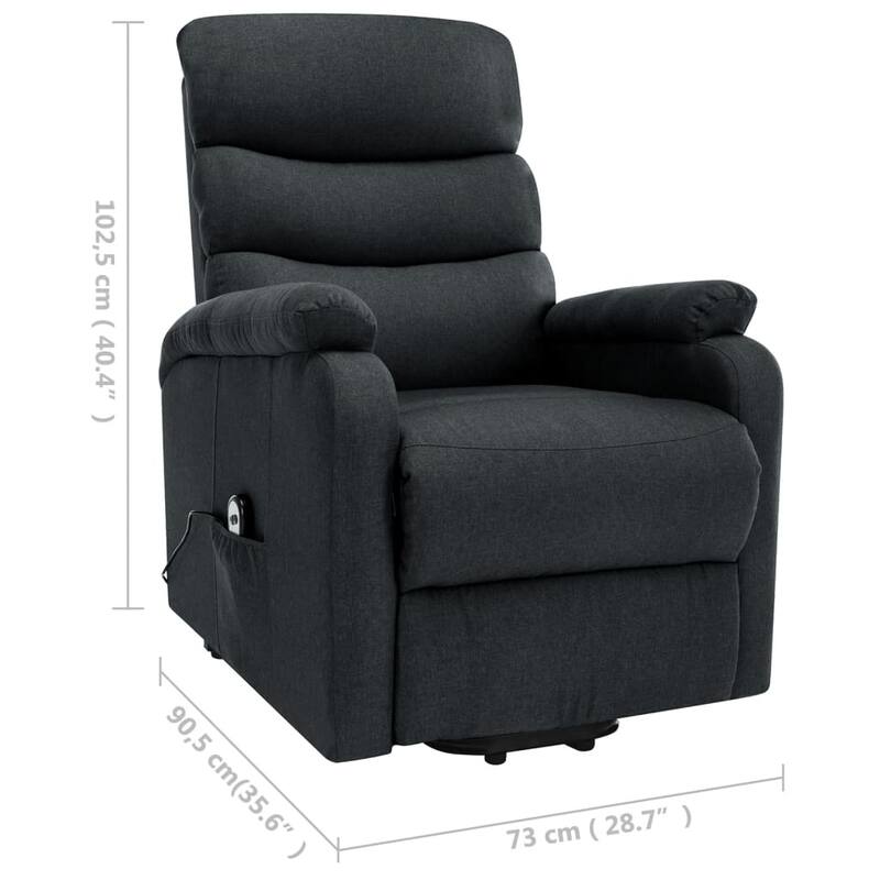 vidaXL Power Lift Massage Recliner Dark Gray Fabric - 28.7" x 35.6" x 40.4"
