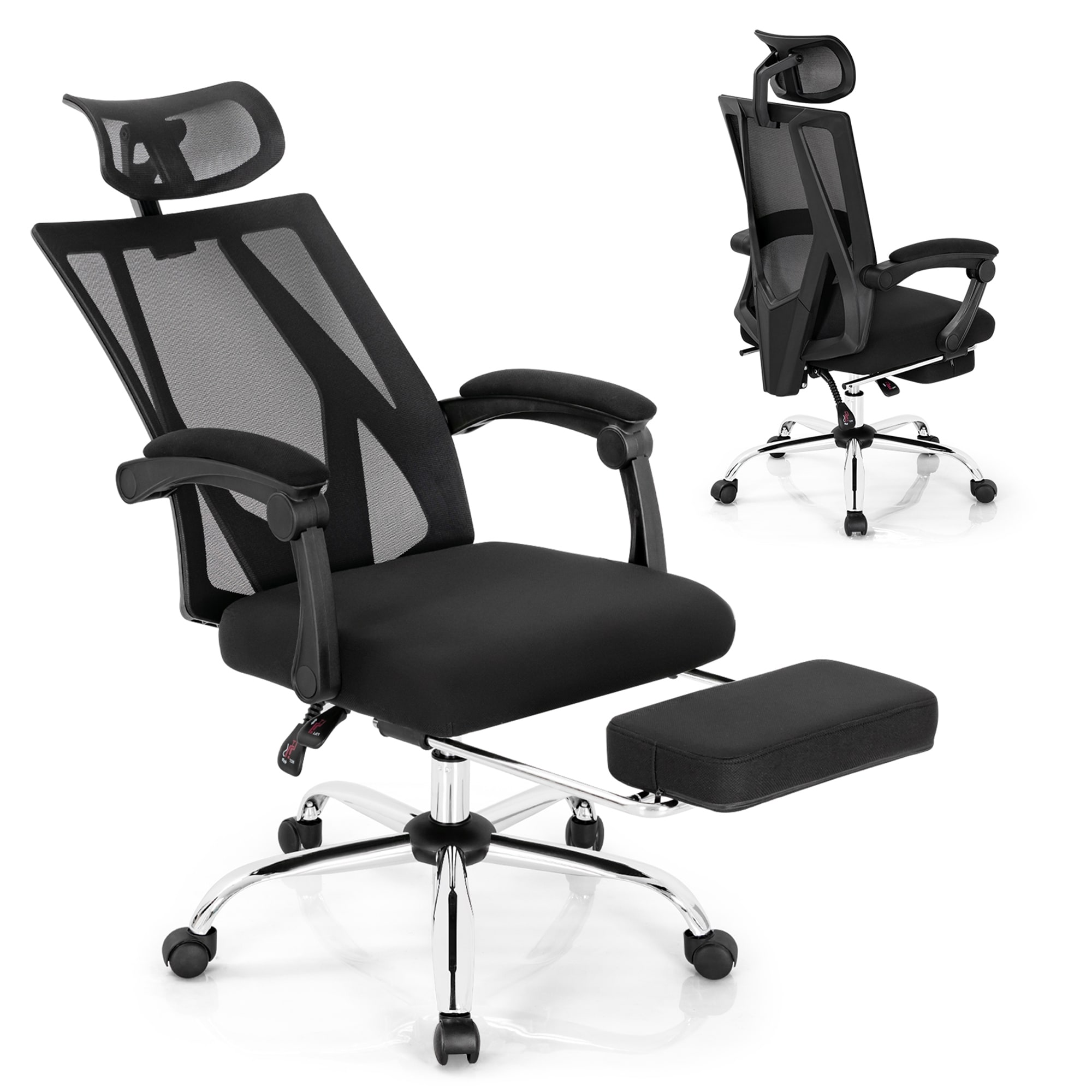 Gymax mesh office chair recliner high sales back adjustable with headrest & lumbar support