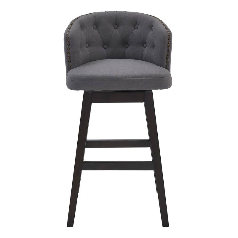 Celine Grey or Tan Upholstered Swivel Bar or Counter Stool