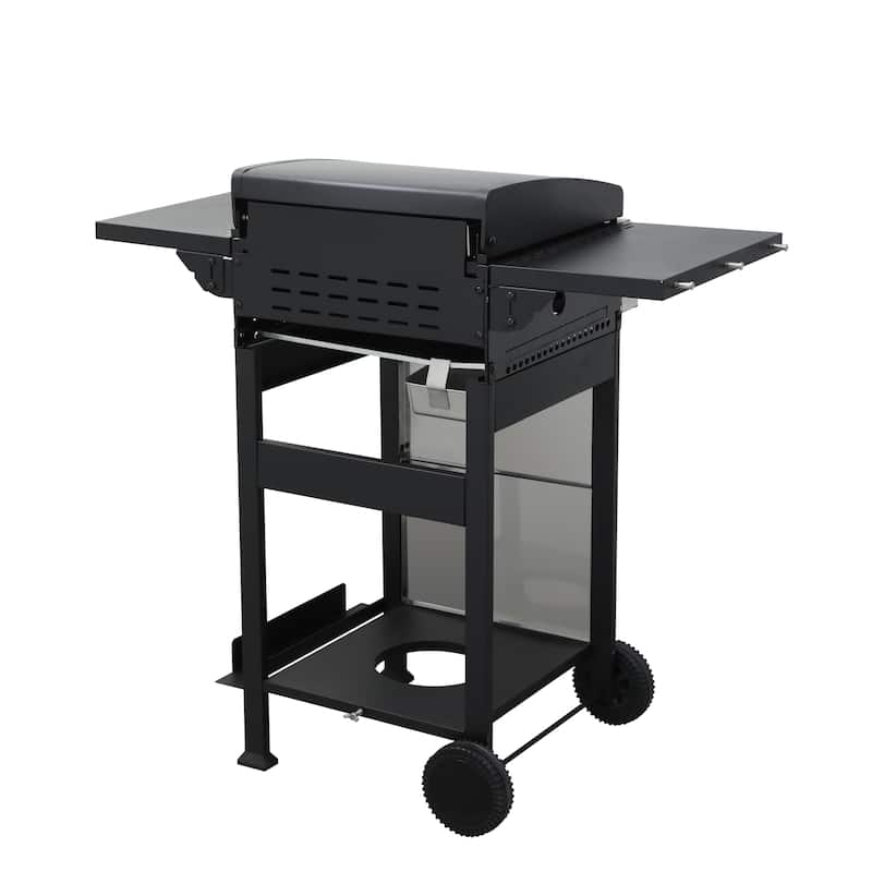 2-Burner Propane Gas BBQ Grill, SS Plancha, 24600BTU Output With Wire Enamel Cooking Grids For Outdoor Barbecue