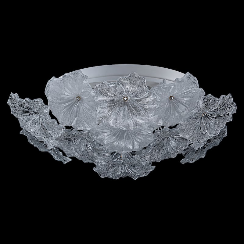 LED Flush Mount Ceiling Light with Clear and Frosted Glass Petal Design
