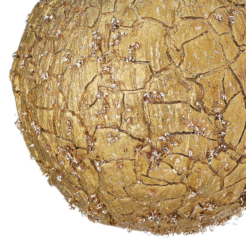 4.5" Beaded Crackle Metallic Ball Ornament Set of 3