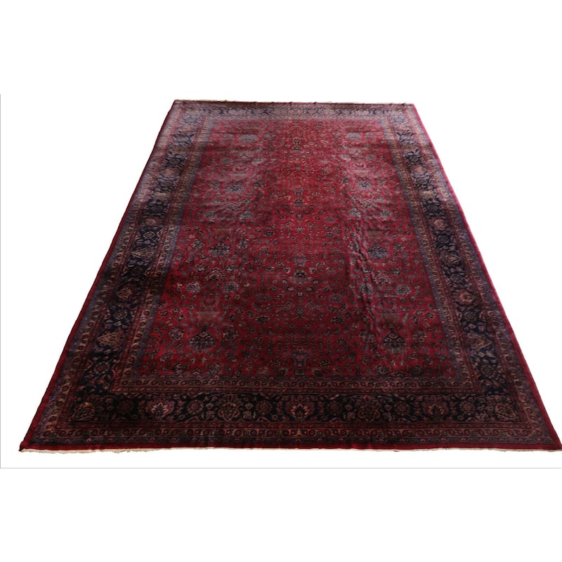 14x21 Oversize Hand Knotted Wool Wine Red Agra Traditional Deep Rug - 14' x 21'