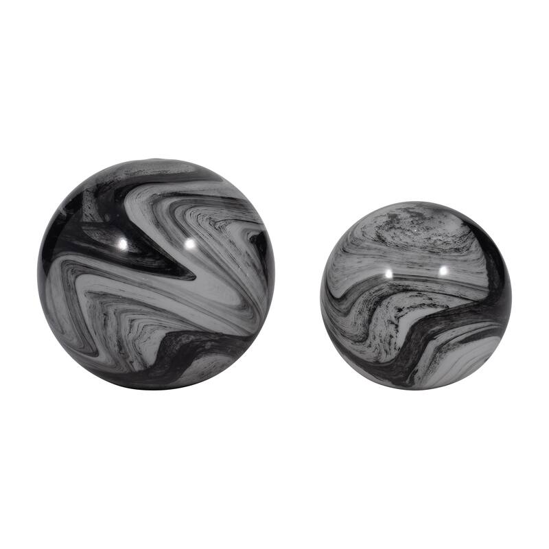 Sagebrook Home 5/6" Glass Orbs - A Timeless Addition to Home Decor Essentials, Set of 2 - 6" x 6" x 6"