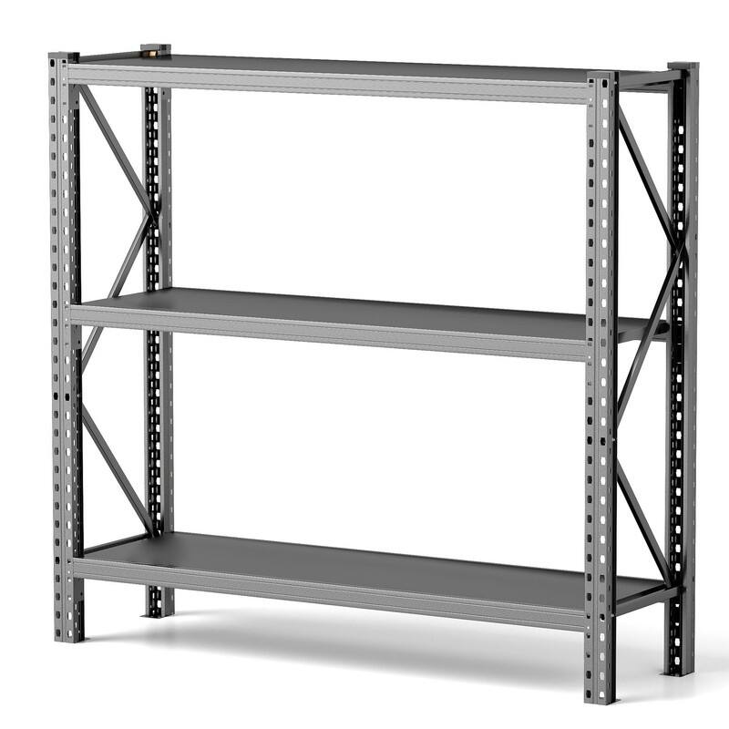 3-Tier Adjustable Metal Storage Rack, Black, 31.5/63"H