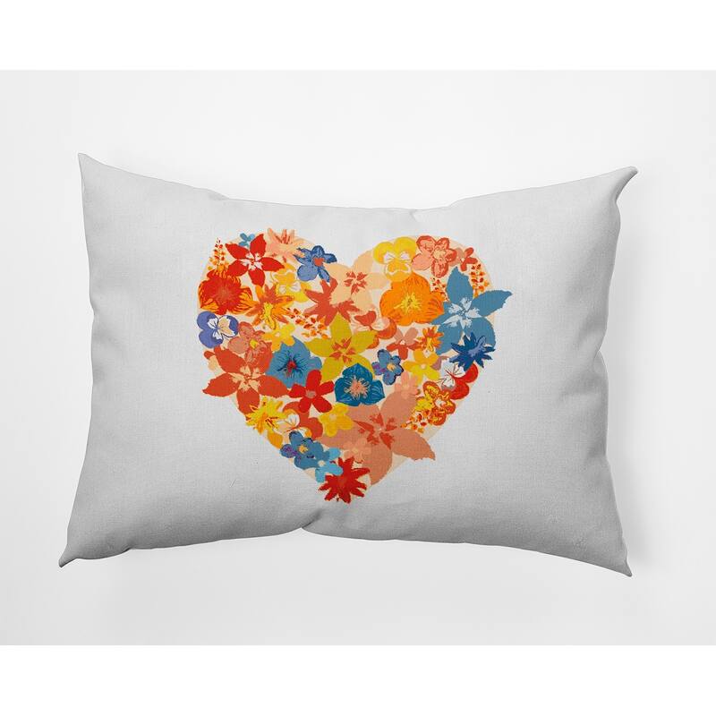 Flowery Heart Decorative Throw Pillow