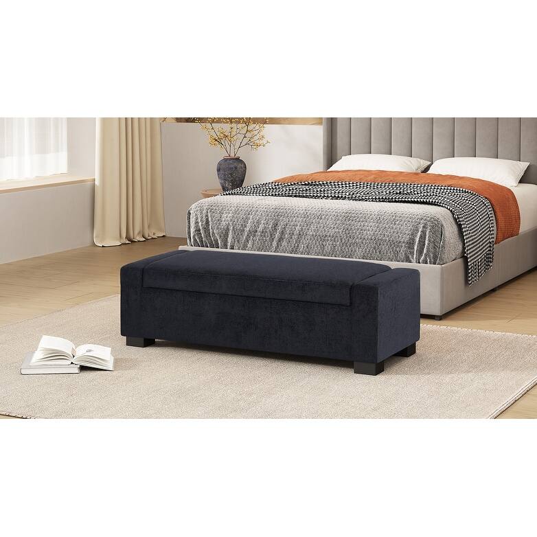 50" Storage Ottoman Bench with Hinged Lid for Living Room or Bedroom
