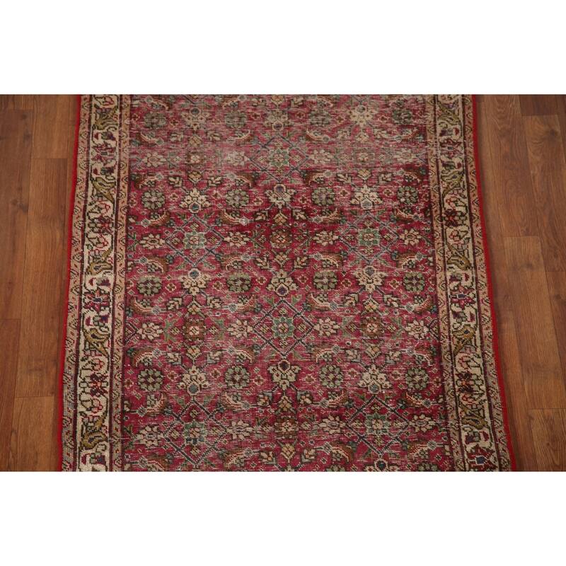 Tabriz Persian Antique Runner Rug Hand-knotted Wool Carpet - 3'3"x 9'3"