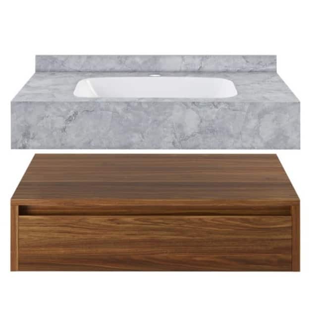 Swiss Madison SM-BV4905 Avancer 36" Wall Mounted Single Basin Vanity - Brown Oak / Storm Grey