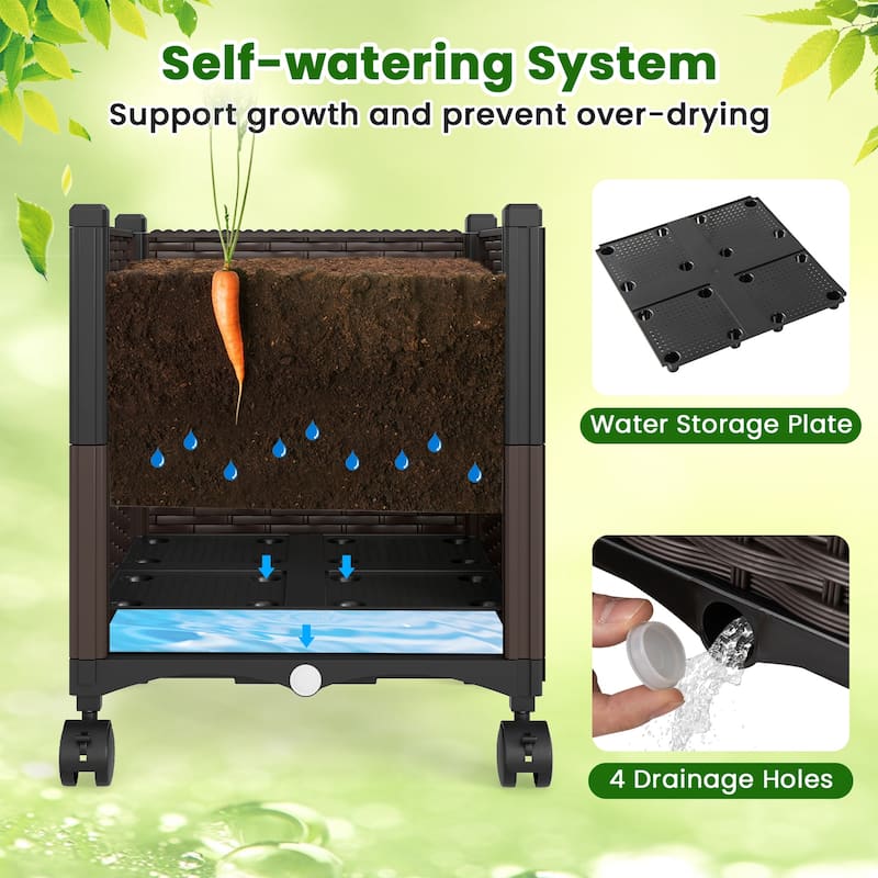 Gymax 2 PCS 87'' Tall Raised Garden Bed w/ Plant Box Lockable Wheels