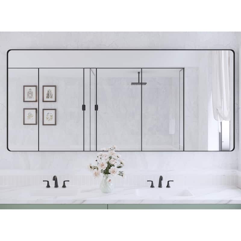 QuivaraView Rectangular Aluminum Framed Bathroom Vanity Mirror - 72" x 32" - Black
