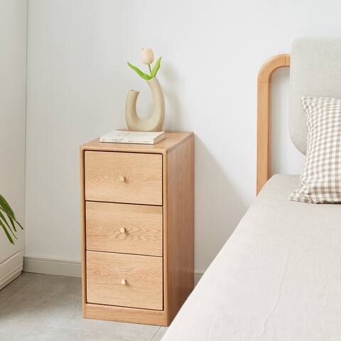 3-Drawers Solid Oak Free-standing Nightstand