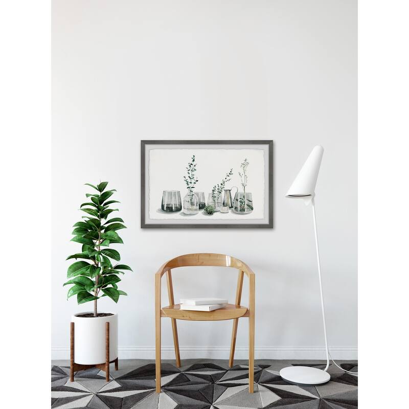 Modern Wall Art Print - Framed Greenery Painting for Home Decor