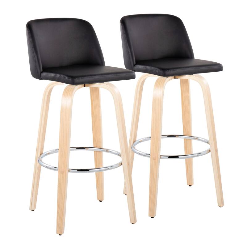Carson Carrington Vallberga 30" Fixed-Height Bar Stool with Natural Wood Base (Set of 2)