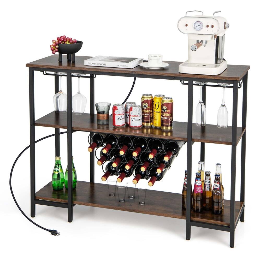Costway Wine Cabinet Bar Table Rack Table for Drinks Glasses with - See Details