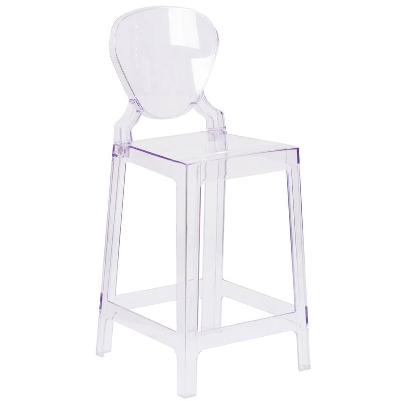 4Pk Ghost Counter Stool with Tear Back in Transparent Crystal - Wedding Chairs