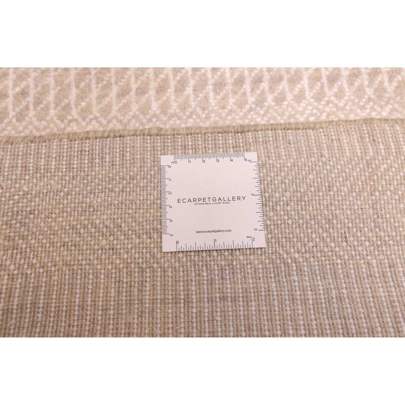 ECARPETGALLERY Hand-knotted Finest Silk Shadow Beige Silk, Wool Rug - 2'4 x 9'11